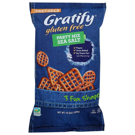 Gratify , Sea Salt Party Mix Pretzels 10.5 Ounce,  Case of 6