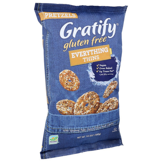 Gratify 210-10-313,  Gratify Gluten Free Everything Pretzel Thins 10.5 Ounce,  Case of 6