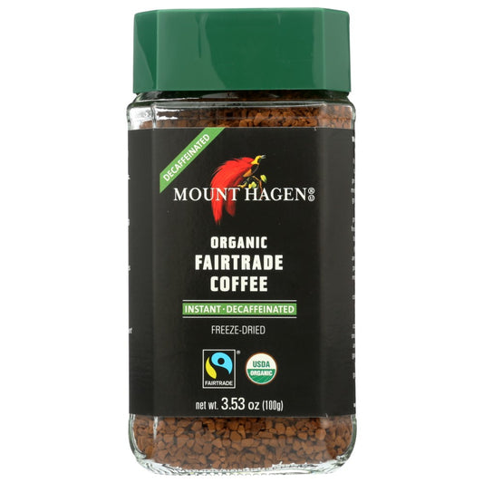 Mount Hagen® 02332, Mount Hagen Organicanic Fairtrade Instant Decaffeinated Coffee, 3.53 Oz.,  Case of 6