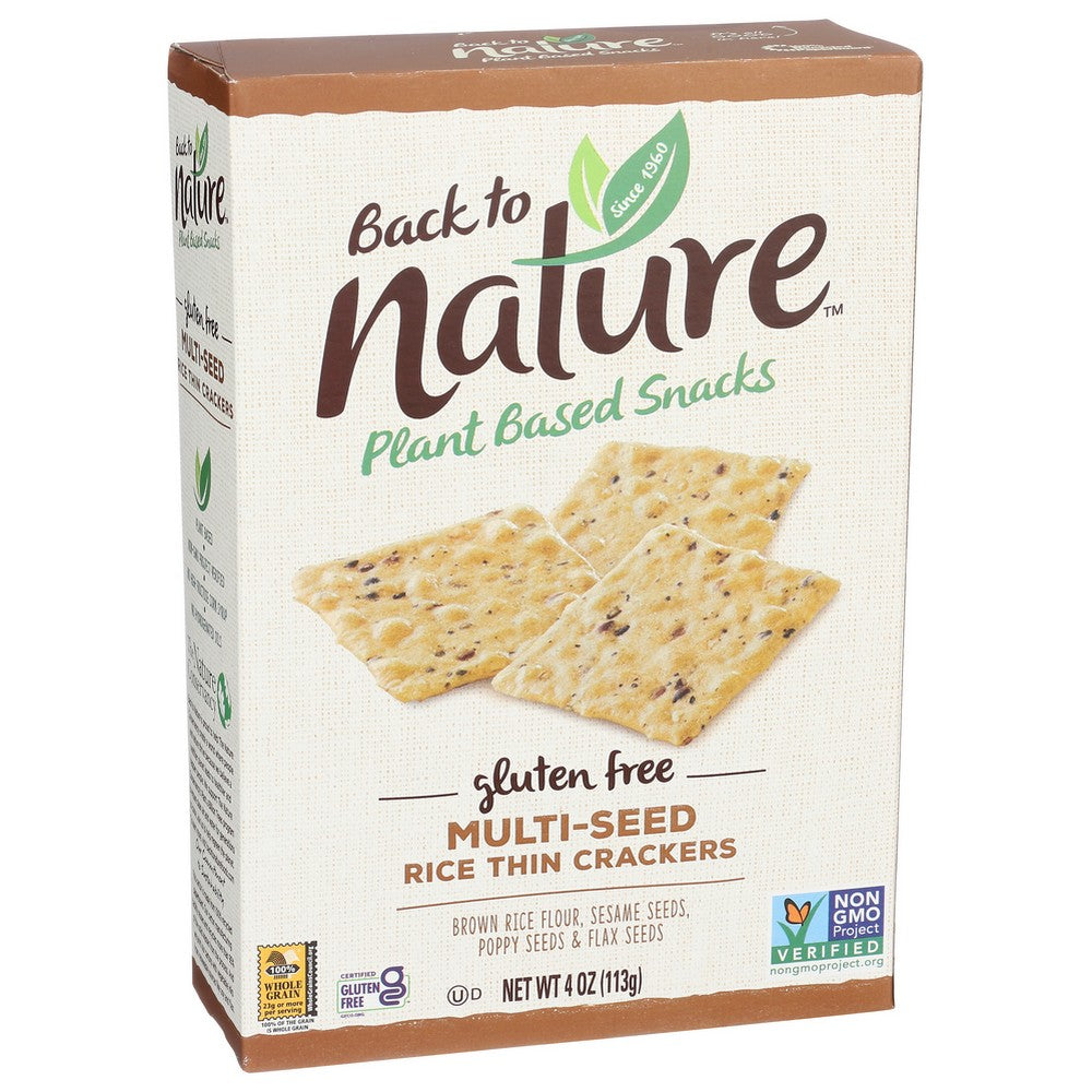 Back To Nature 87013204,  Back To Nature™ Plant Based Snacks Gluten Free Multi-Seed Rice Thin Crackers 4 Ounce,  Case of 12