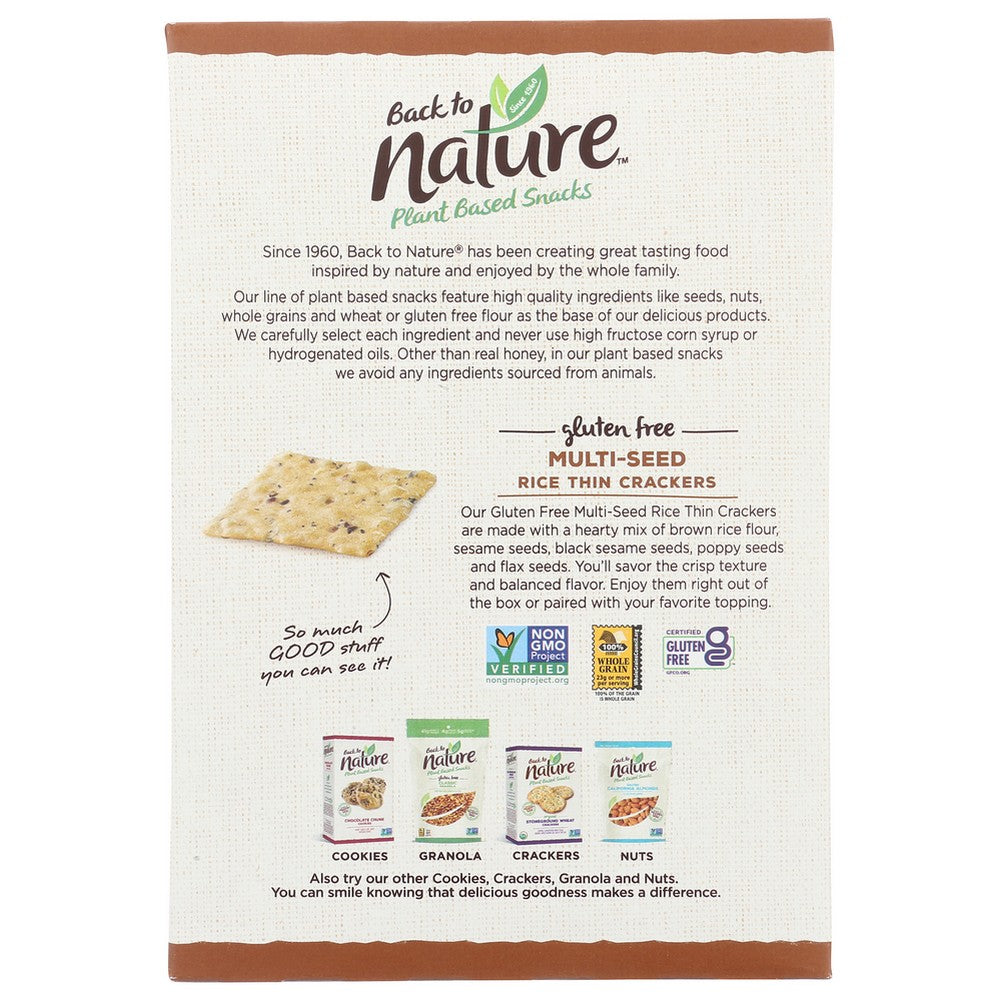 Back To Nature 87013204,  Back To Nature™ Plant Based Snacks Gluten Free Multi-Seed Rice Thin Crackers 4 Ounce,  Case of 12