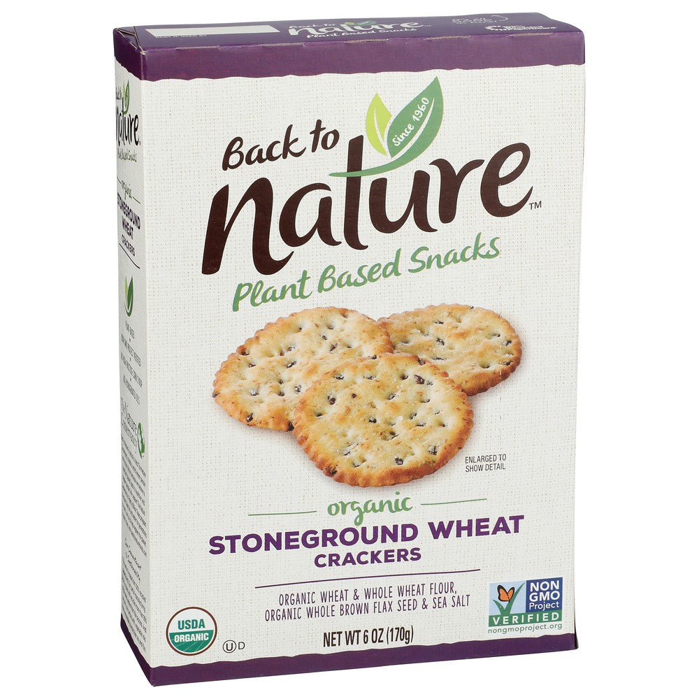 Back To Nature 87013027,  Back To Nature Organicanic Stoneground Wheat Crackers, Non-Gmo Project Verified, Kosher 6 Ounce,  Case of 6