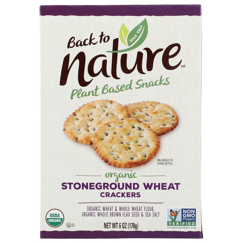 Back To Nature 87013027,  Back To Nature Organicanic Stoneground Wheat Crackers, Non-Gmo Project Verified, Kosher 6 Ounce,  Case of 6