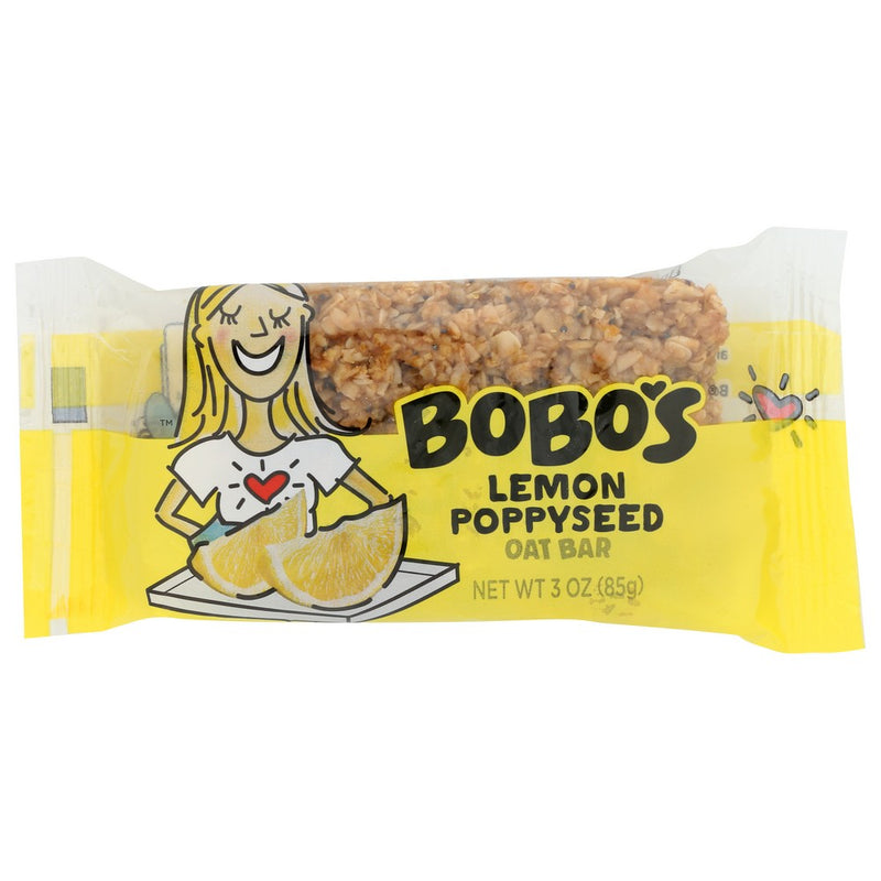 Bobos Oat Bars Bar Oat Lemon Poppyseed - 3 Ounce, Case of 12