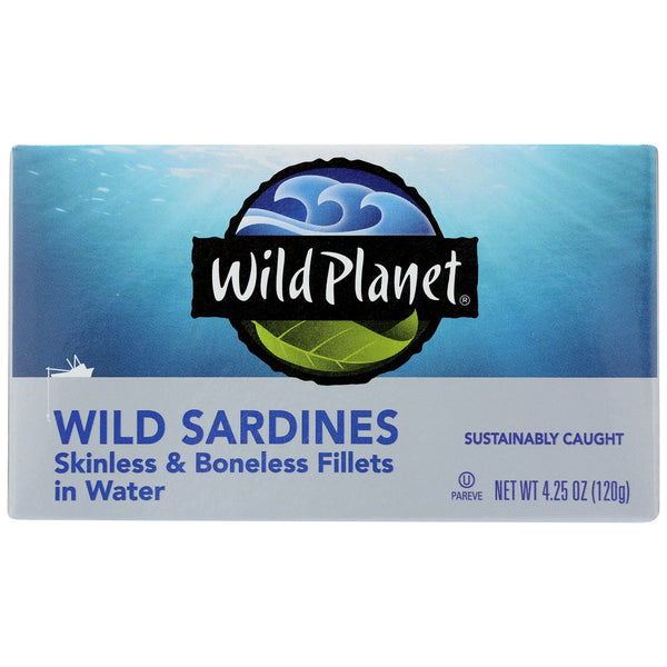 Wild Planet 171, Wild Planet Skinless Boneless Wild Sardines In Water, 4.25 Oz.,  Case of 12