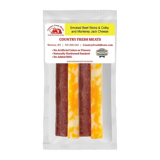 Country Fresh Meats Summer Sausage Sticks Monterey & Colby Jack 3 Ounce Size - 102 Per Case