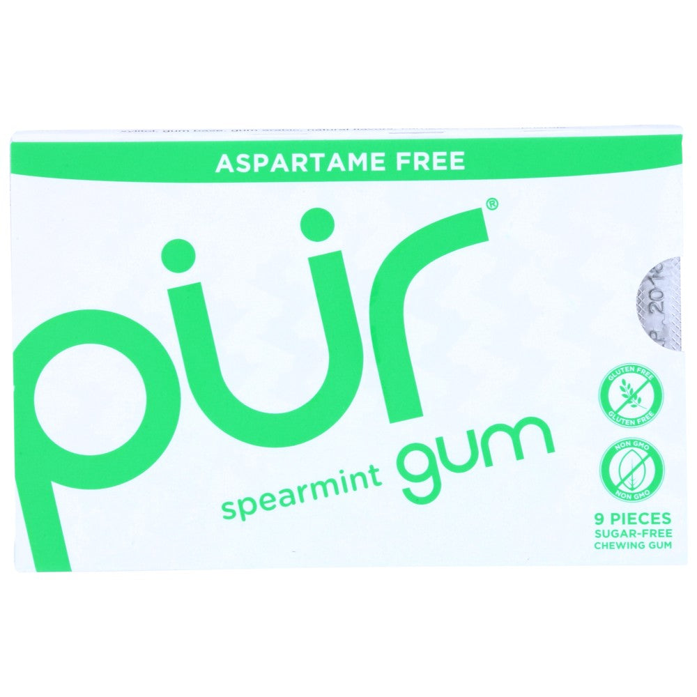 Pur® 168817, Pur Spearmint Gum, Spearmint, 9 Pieces,  Case of 12