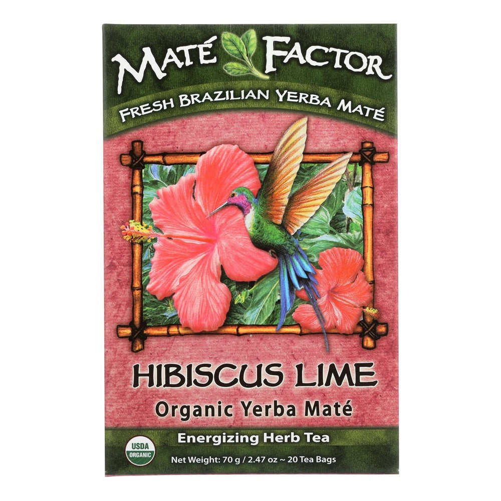 Mate Factor Hibiscus Lime Organic Yerba Mate Tea Bags  - Case of 6 - 20 BAG