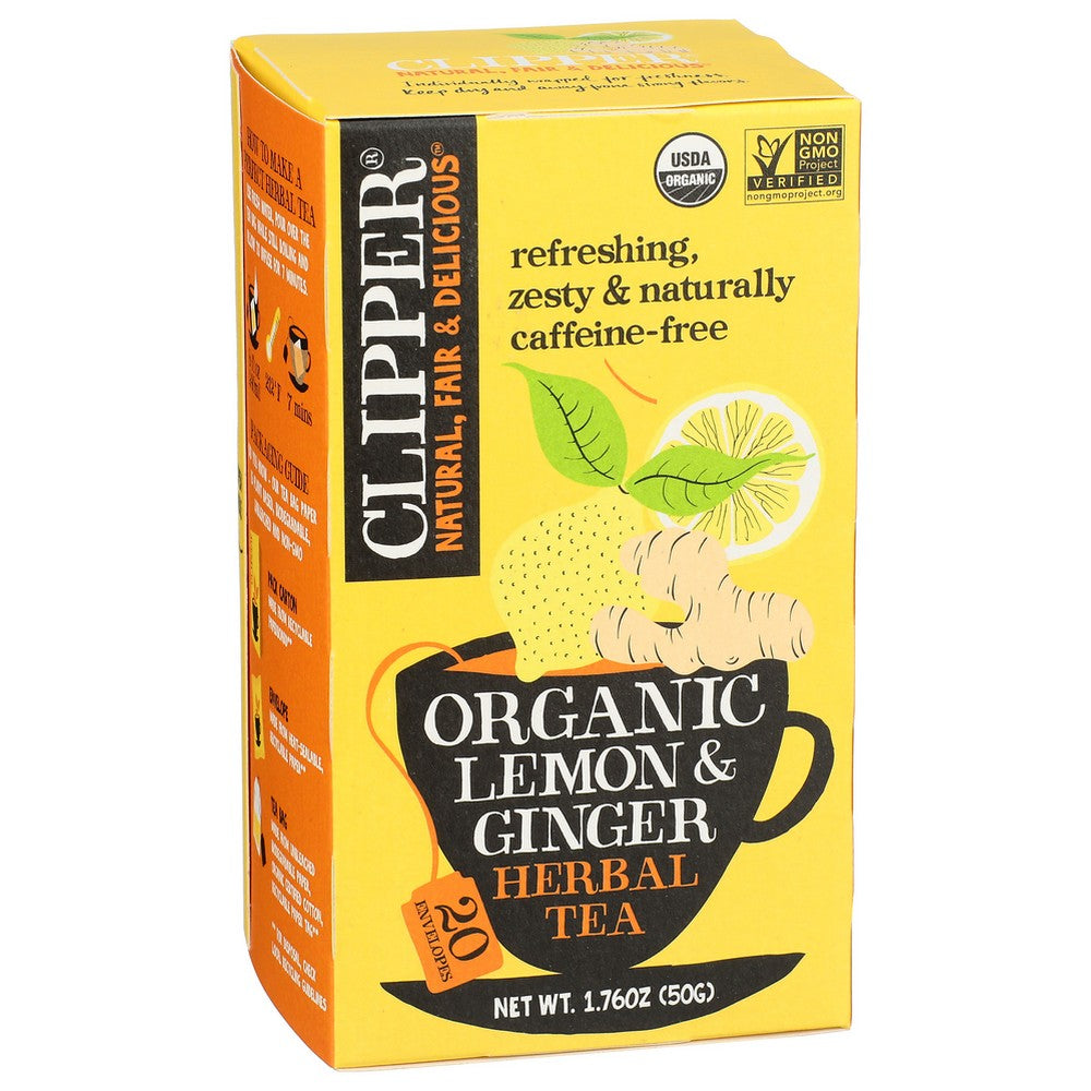 Clipper® 3015828,  Ct Organicanic Lemon & Ginger Hrbl Tea 20 Est 1.76 Ounce,  Case of 6