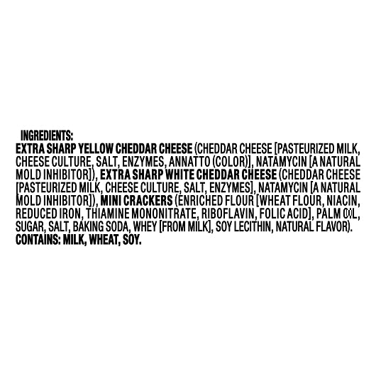 Cracker Barrel Extra Sharp Yellow Cheddar & Extra Sharp White Cheddar Bites With Mini Crackers, 1.58 Ounce, 5 Per Pack, 2 Per Case (10 Packs Total)