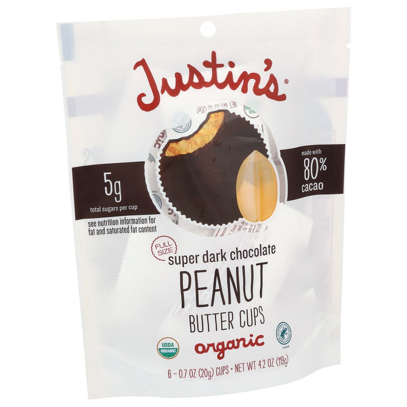 Justins Cups Supr Dark Chocolate Pb - 4 Ounce, Case of 6