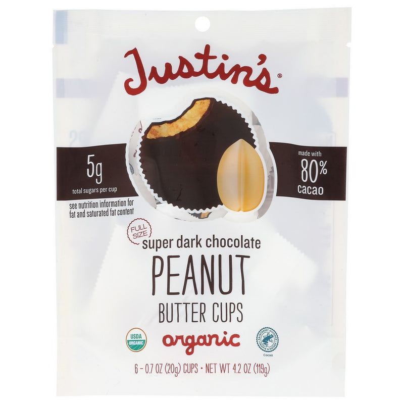 Justins Cups Supr Dark Chocolate Pb - 4 Ounce, Case of 6