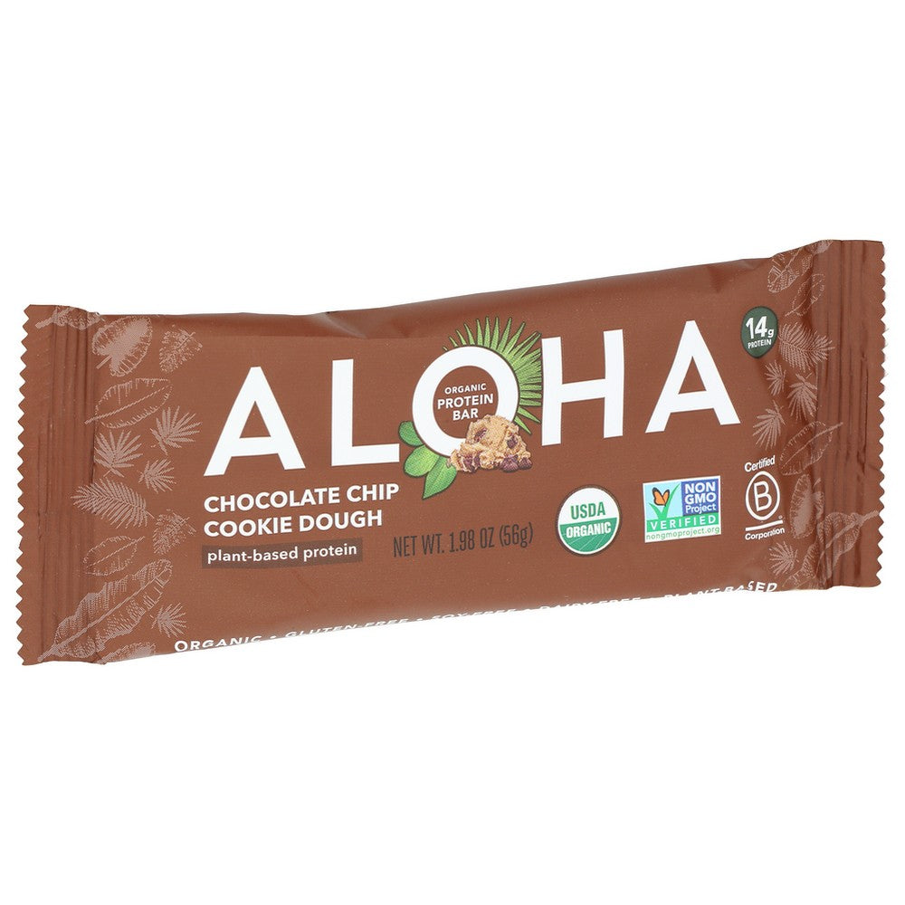 Aloha ,  Chocolate Chip Cookie Dough Plant Based Protein Bar 1.98 Ounce,  Case of 12