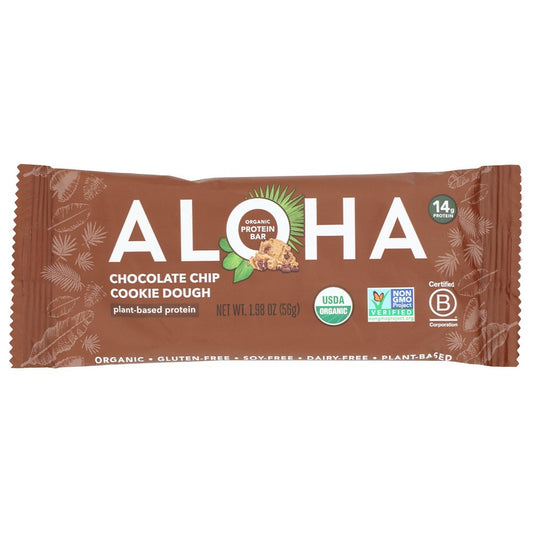 Aloha ,  Chocolate Chip Cookie Dough Plant Based Protein Bar 1.98 Ounce,  Case of 12