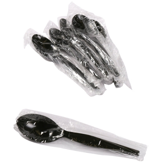 Amercare Black Medium Heavy Weight Polystyrene Foil Teaspoon - Case Of 1000