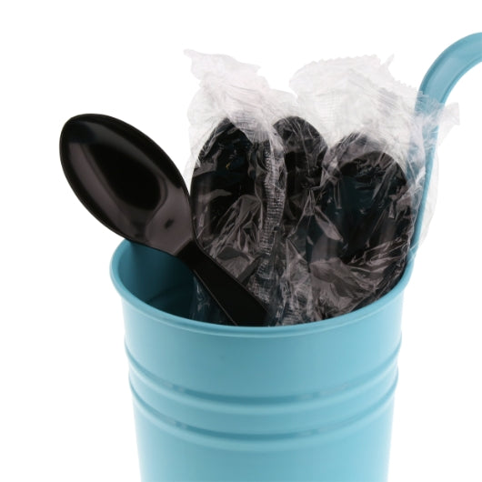 Amercare Black Medium Heavy Weight Polystyrene Foil Teaspoon - Case Of 1000