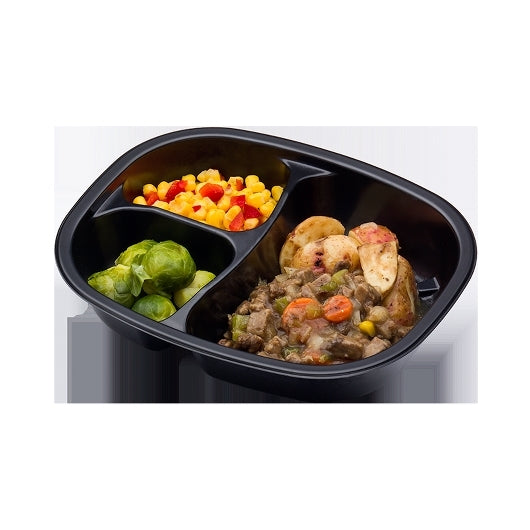 Beef & Vegetables In Sauce With Roasted Potatoes Served With Green Peas And A Blend Of Ch 12.05 Ounce Size - 20 Per Case.