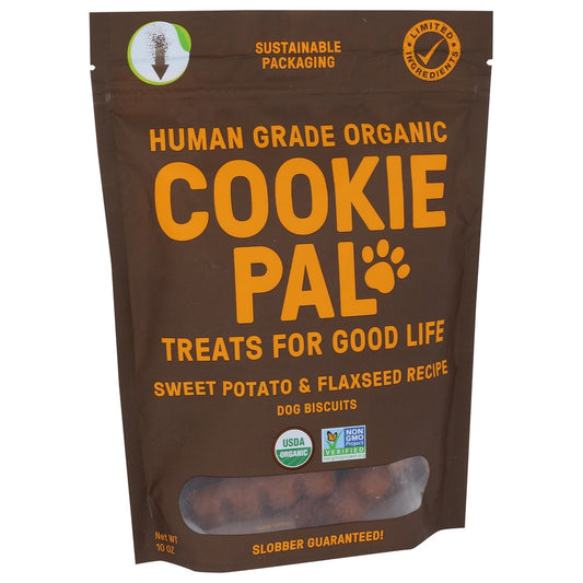 Cookie Pal , Sweet Potato & Flaxseed Recipe Human Grade Organicanic Dog Treats 10 Ounce,  Case of 4