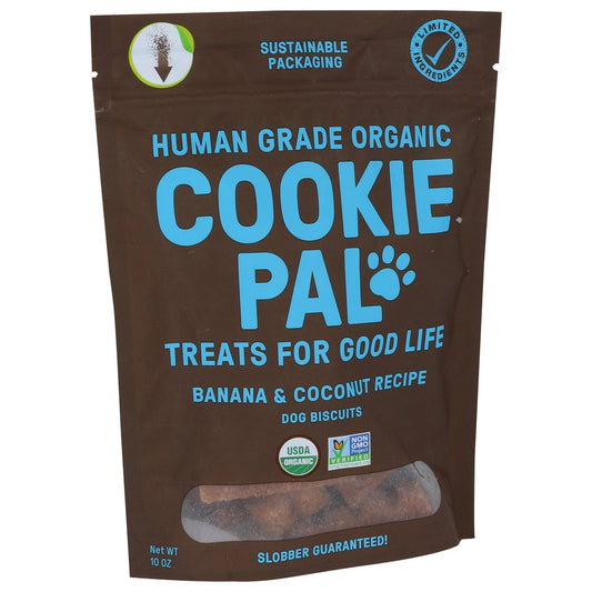 Cookie Pal , Banana & Coconut Recipe Human Grade Organicanic Dog Treats 10 Ounce,  Case of 4