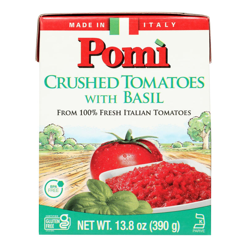 Pomi Tomatoes - Tomatoes Crshd With Basil - Case of 12-13.8 Ounce