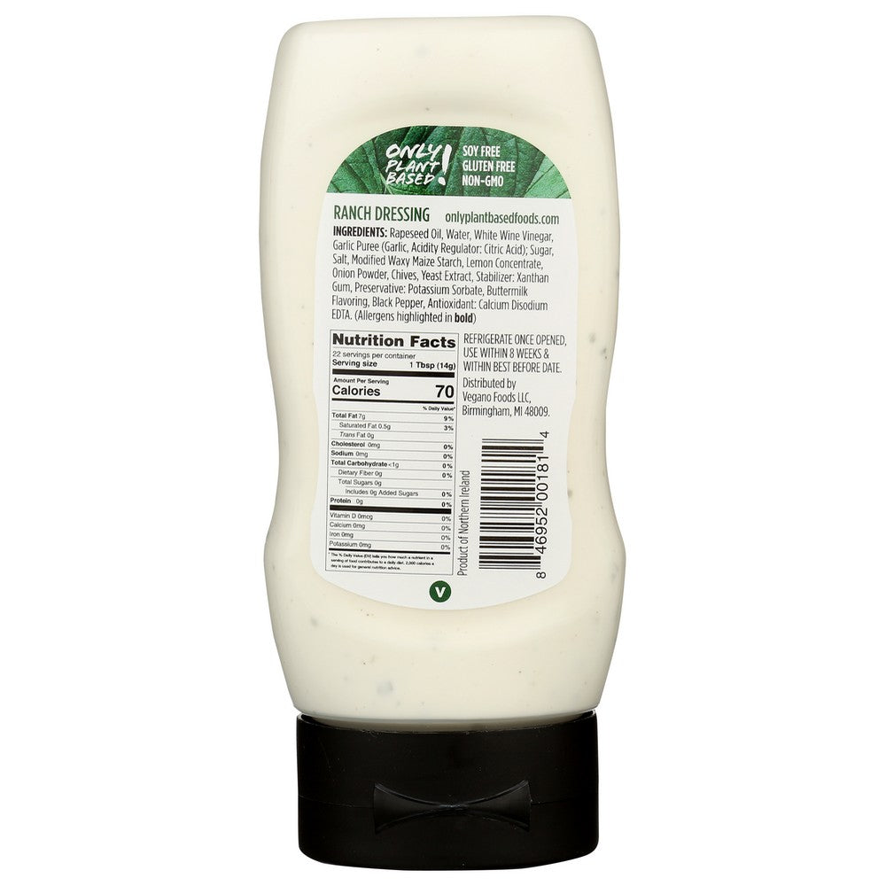 Only Plant Based! 846952001814,  Dressing Ranch Plnt Bsd 11 Fluid Ounce,  Case of 8