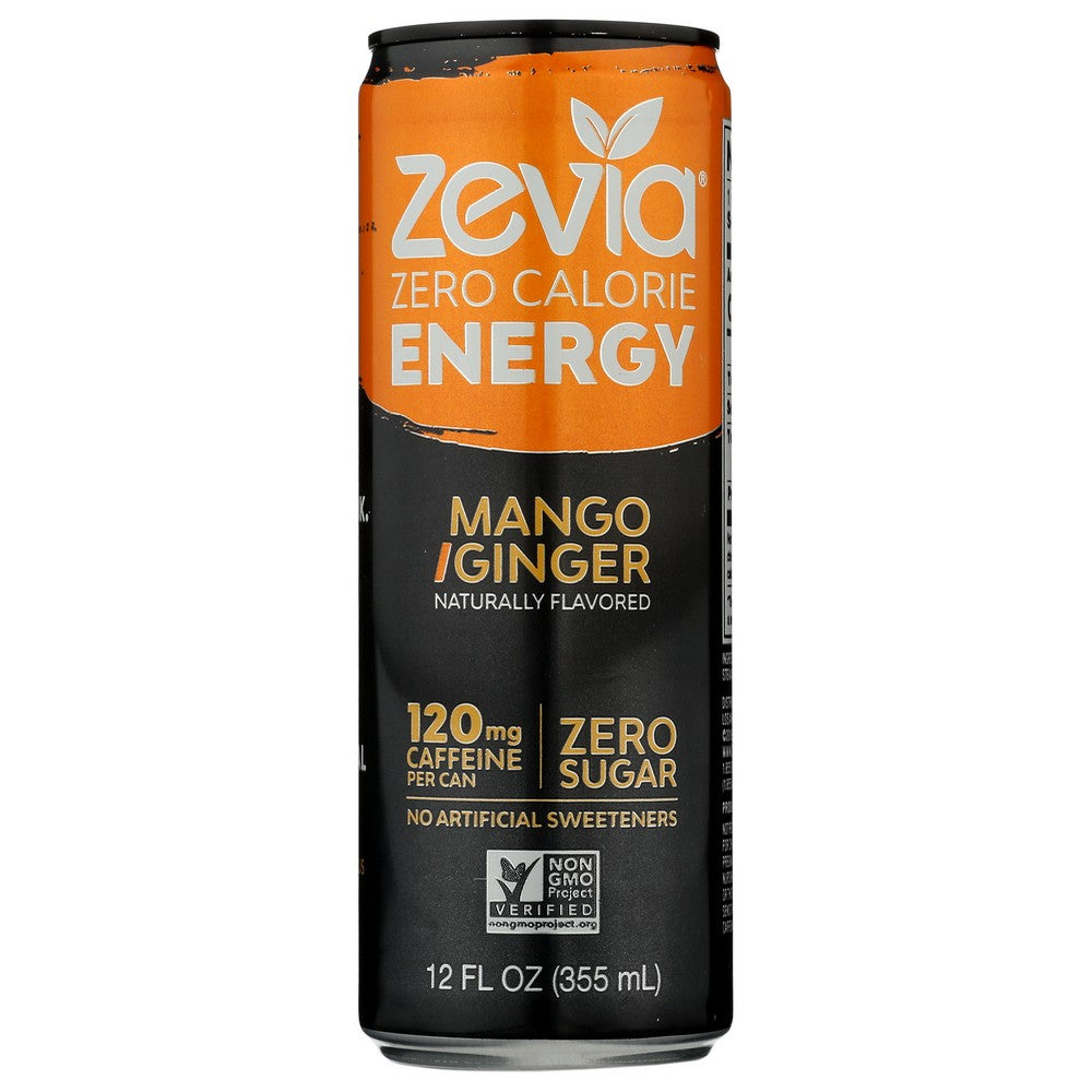 Zevia® 00951-12, Zevia Energy, Mango/Ginger, 12 Oz.,  Case of 12