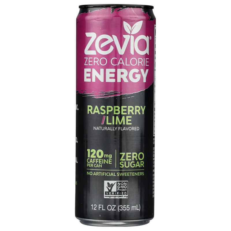 Zevia Energy Raspberry Lme Zro Cal - 12 Fluid Ounce, Case of 12