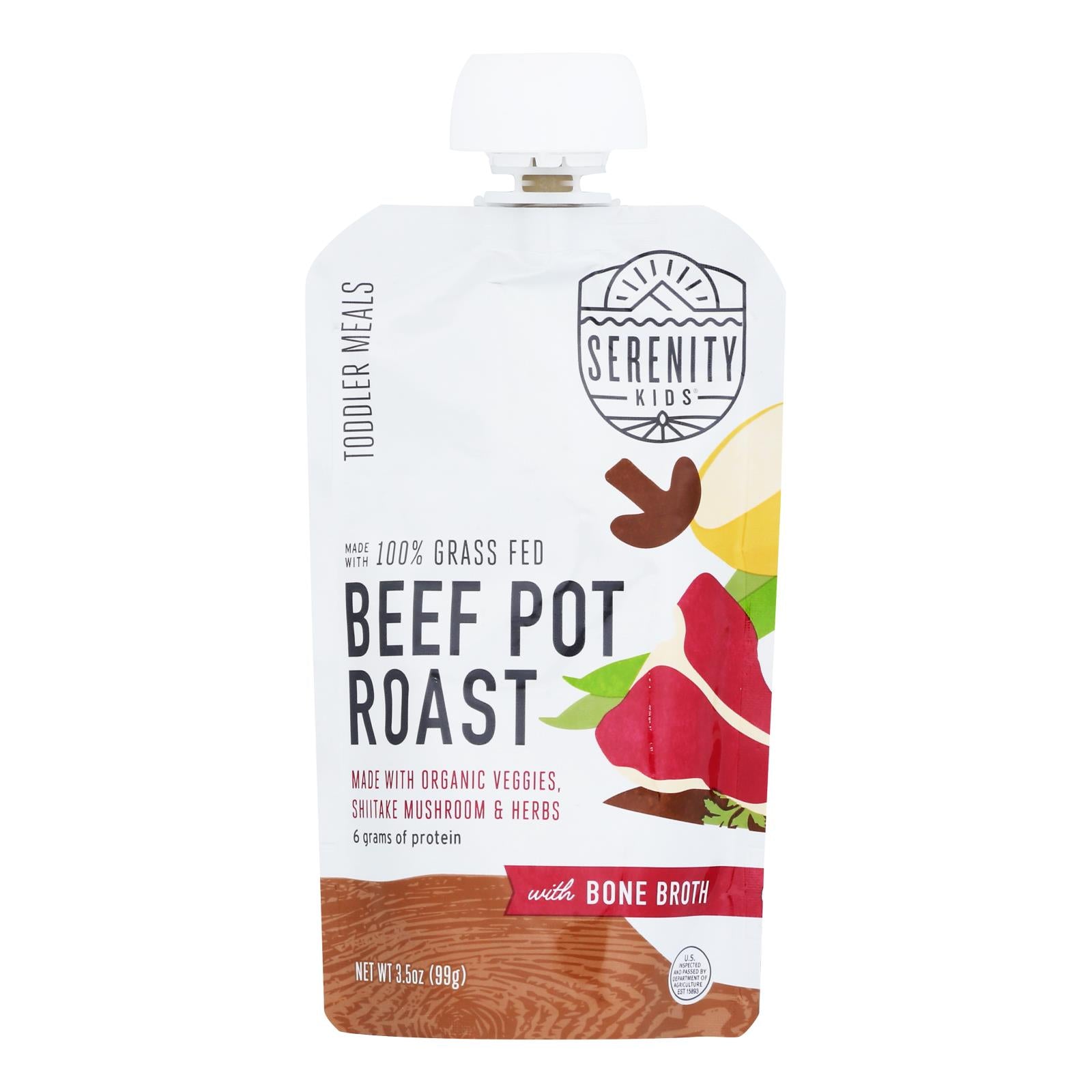 Serenity Kids - Peach Beef Pot Rst Bne Brth - Case of 6-3.5 Ounce