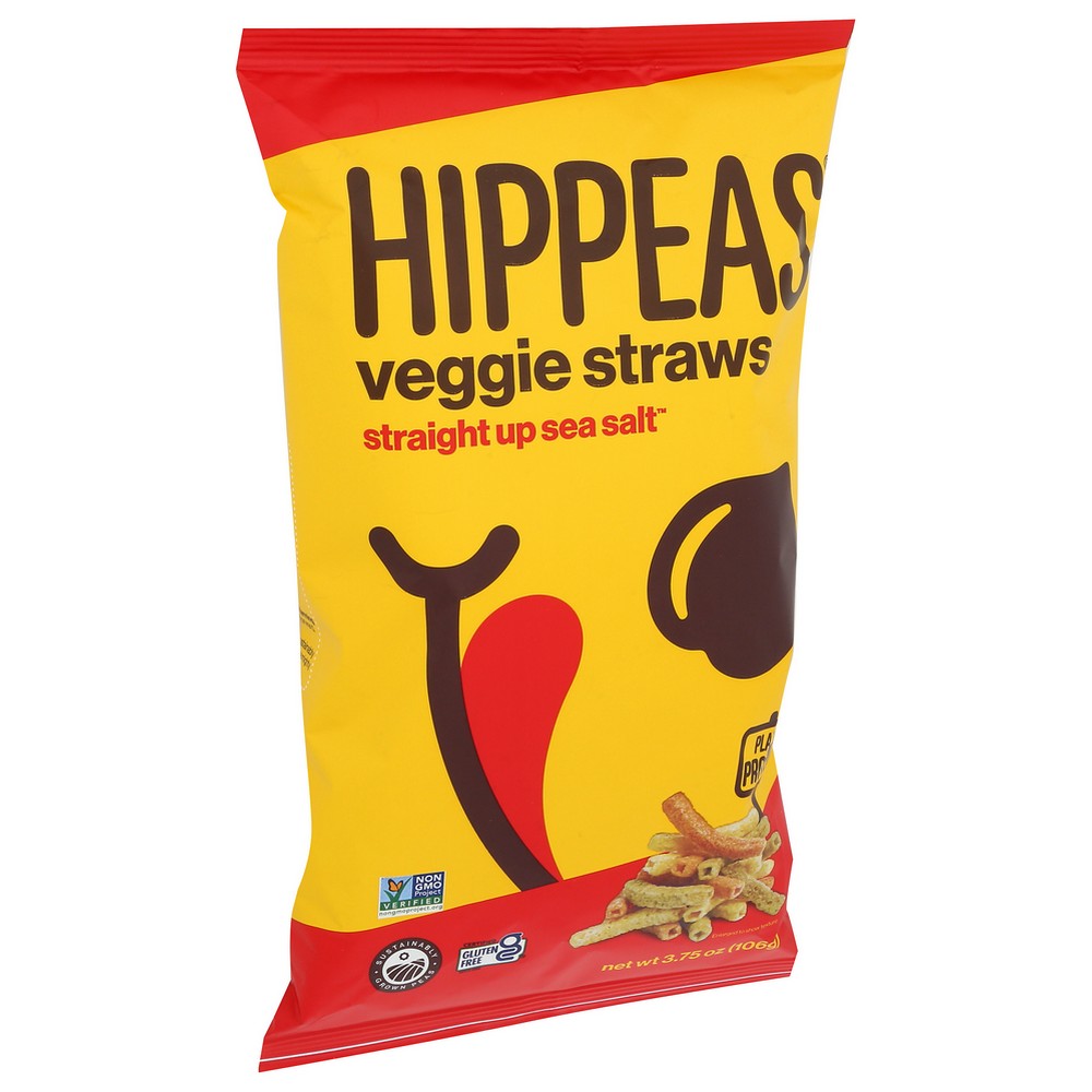 Hippeas Veggie Straw Sea Salt - 4 Ounce,  Case of 12