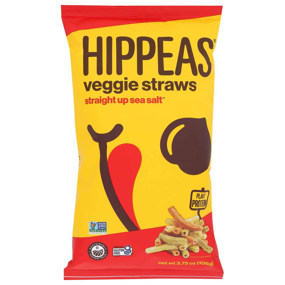 Hippeas Veggie Straw Sea Salt - 4 Ounce,  Case of 12