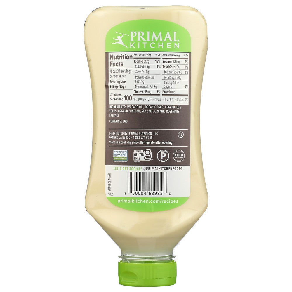 Primal Kitchen 108500046398530000,  Squeeze Mayo Made With Avocado Oil 17 Fluid Ounce,  Case of 6