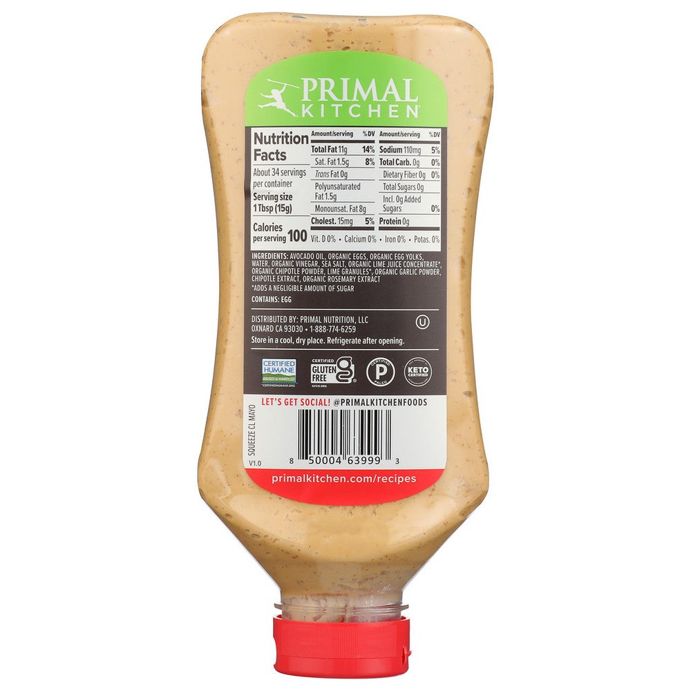 Primal Kitchen 10850004639990000,  Squeeze Chipotle Lime Mayo Made With Avocado Oil 17 Fluid Ounce,  Case of 6