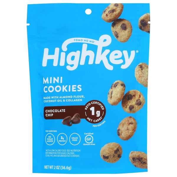 High Key Snacks Cookies Chocolate Chip - 2 Ounce, Case of 6