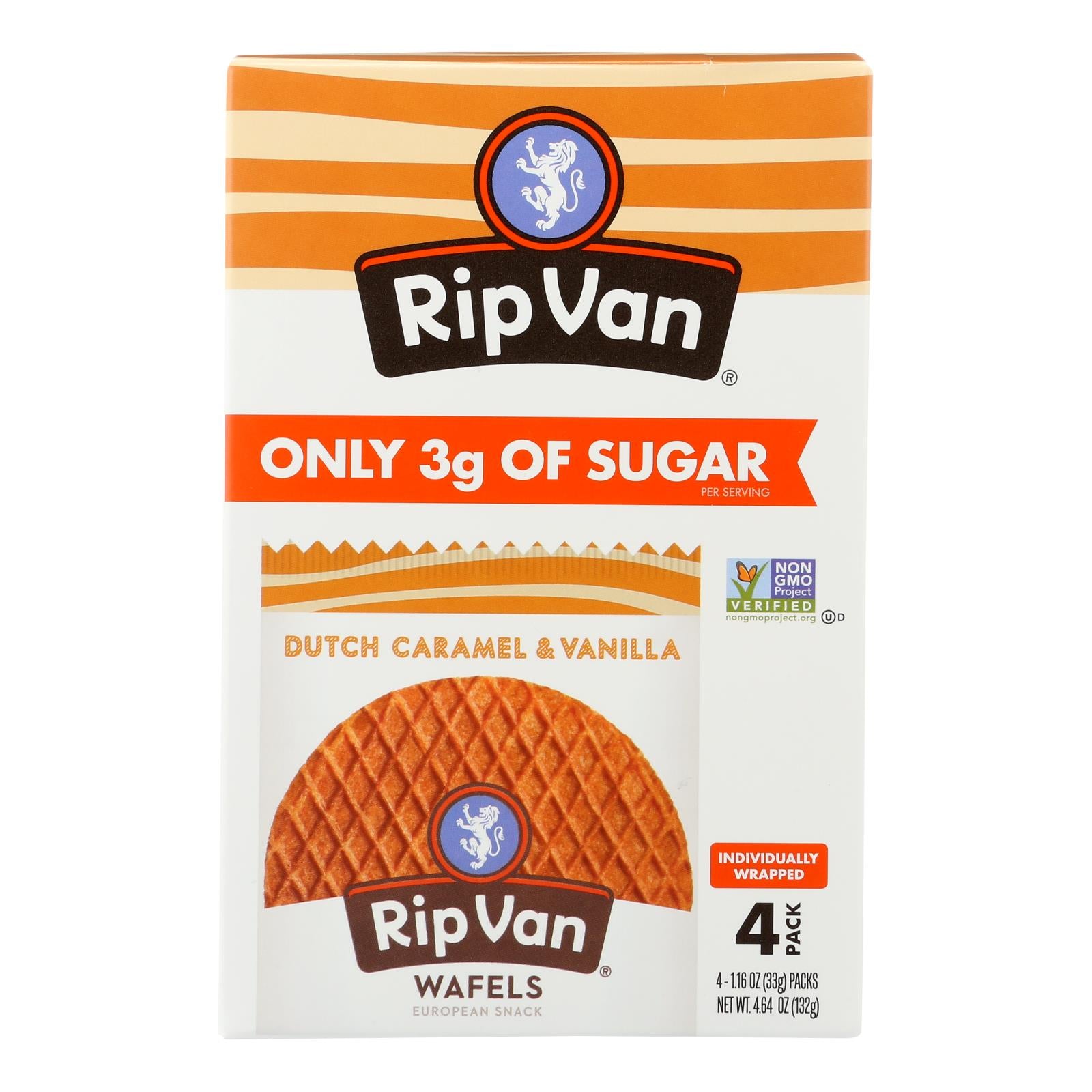 Rip Vanilla Wafels - Wafel Dtch Caramel Vanilla 4pk - Case of 12-4.64 Ounce