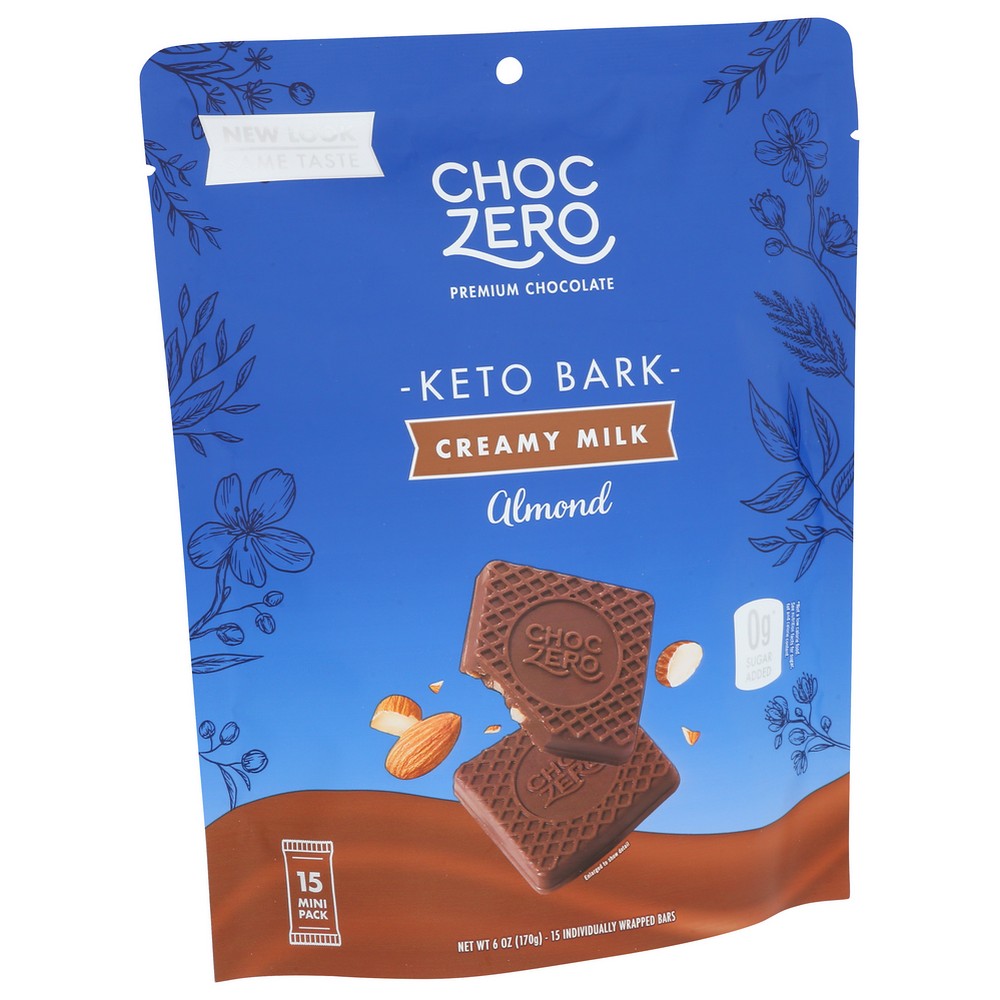 Choczero 1008,  Milk Almond Keto Bark 6 Ounce,  Case of 12