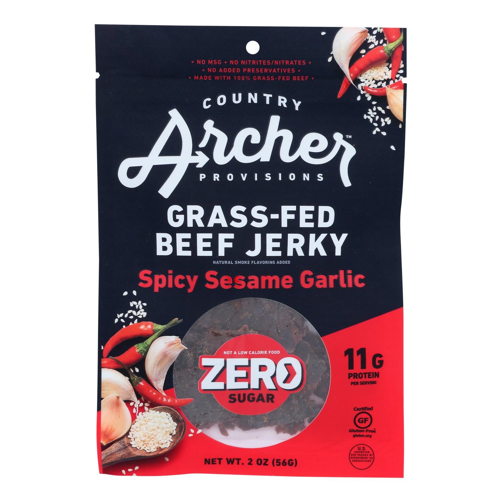 Country Archer - Bf Jrky Spicy Ses Gar Zero - Case of 12-2 Ounce