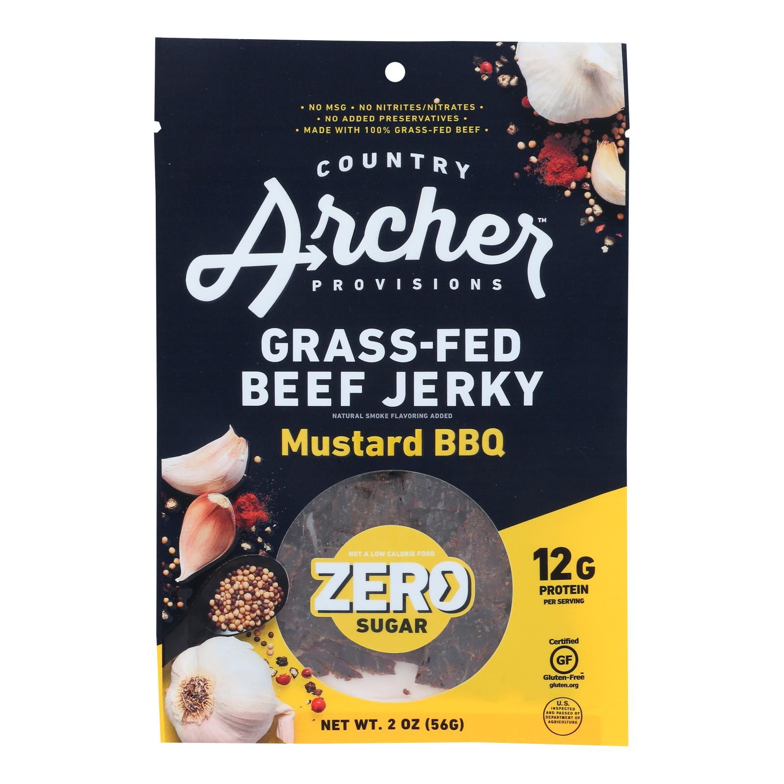 Country Archer - Bf Jerky Mstrd Bbq Zero - Case of 12-2 Ounce