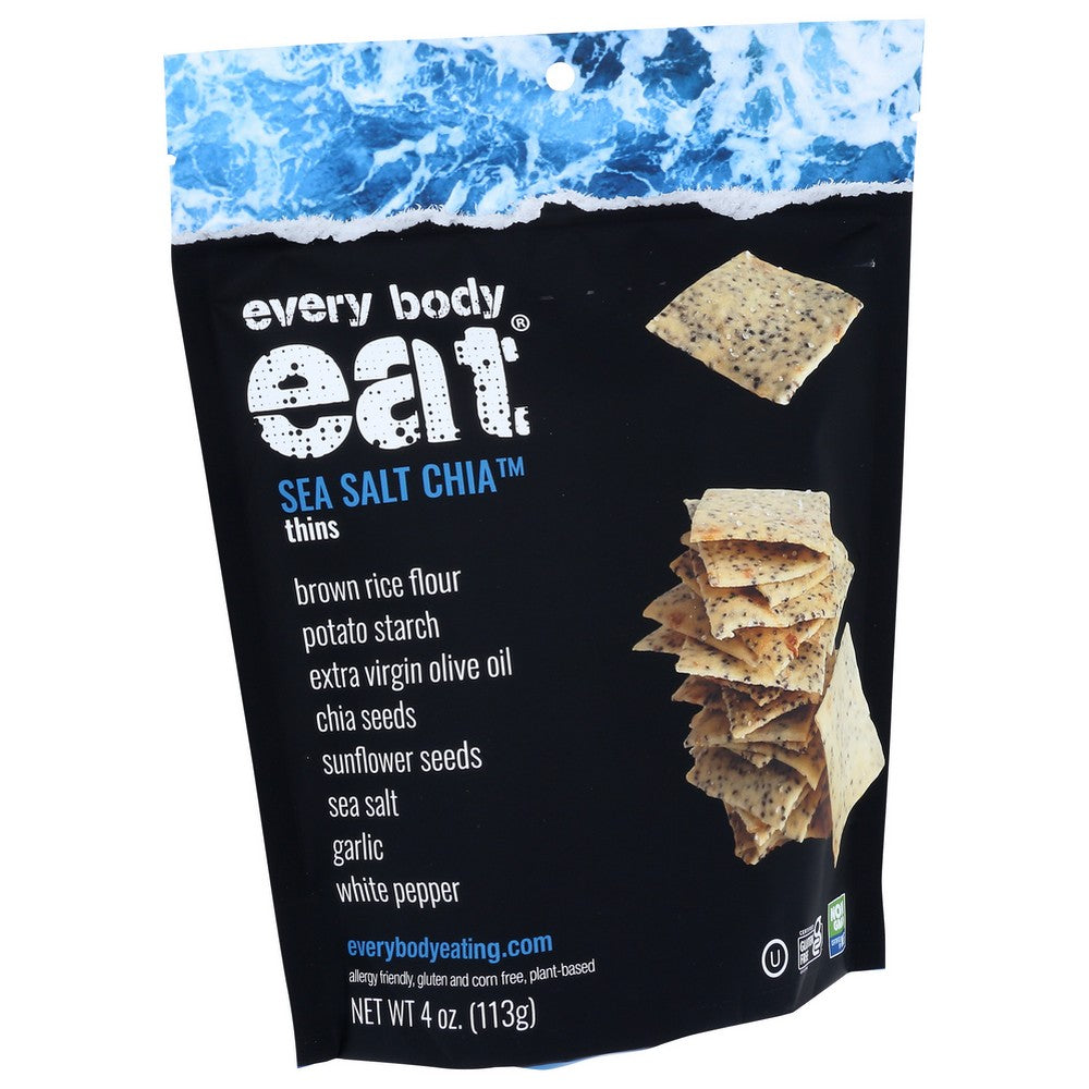 Every Body Eat®, Snack Thins Sea Salt Chia 4 Ounce, Case of 6