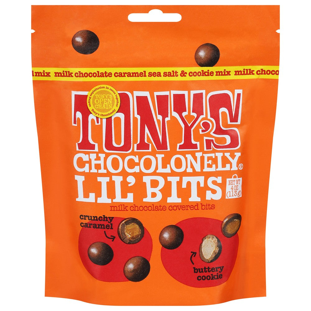 Tony's Chocolonely - Lil Bits Milk Chocolate Caramel Chunky - Case of 8 - 4 Ounce Bags