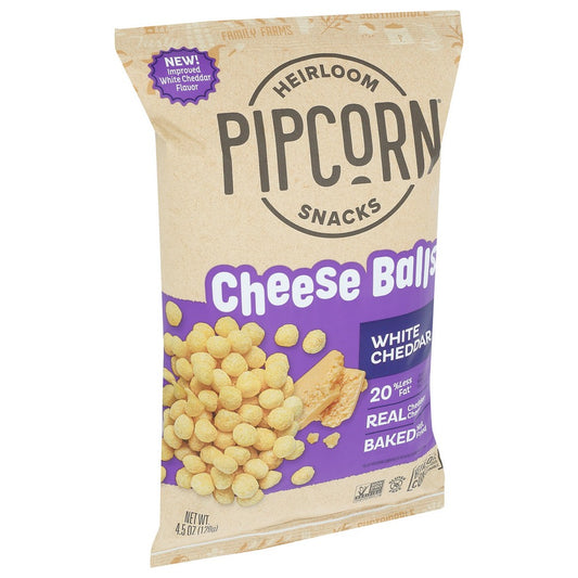 Pipcorn Heirloom Snacks®, White Chedder Puff Snack 4.5 Ounce, Case of 12