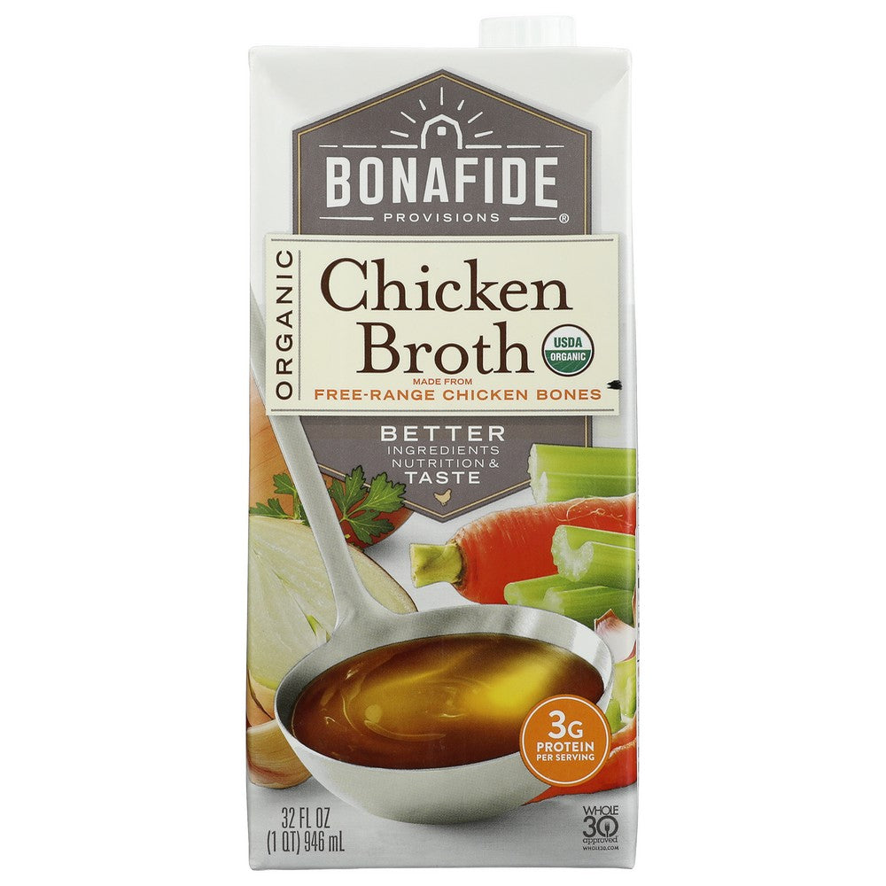 Bonafide Provisions®, Organicanic Chicken Broth 32 Fluid Ounce, Case of 6