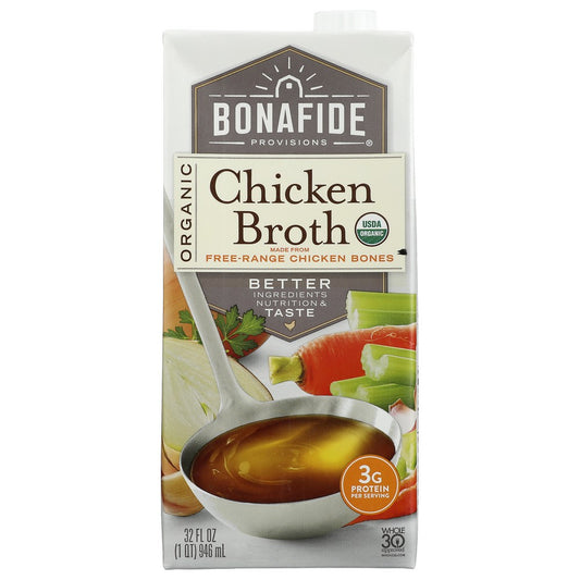 Bonafide Provisions®, Organicanic Chicken Broth 32 Fluid Ounce, Case of 6