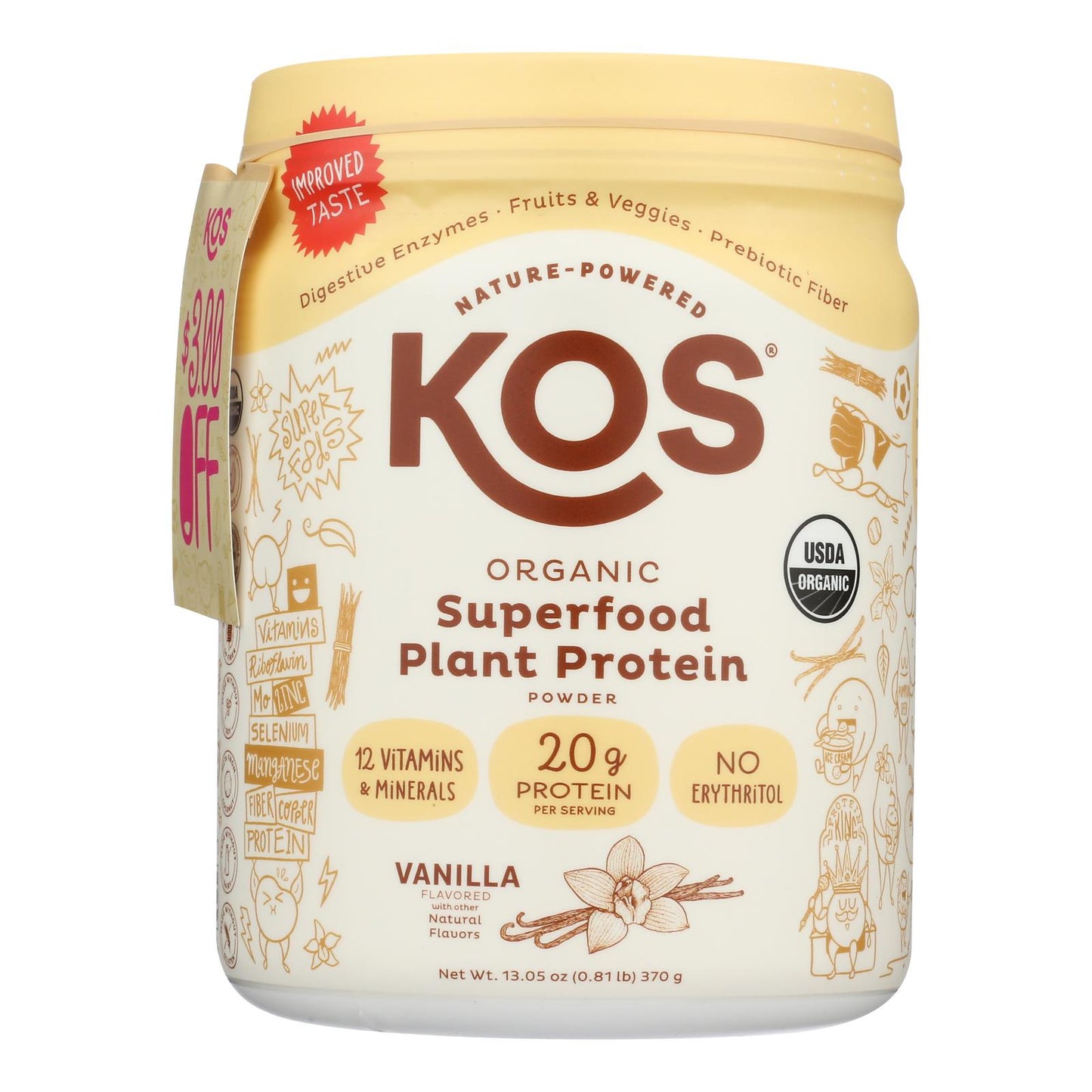 Kos - Protein Powder Vanilla - 1 Each-13.05 Ounce