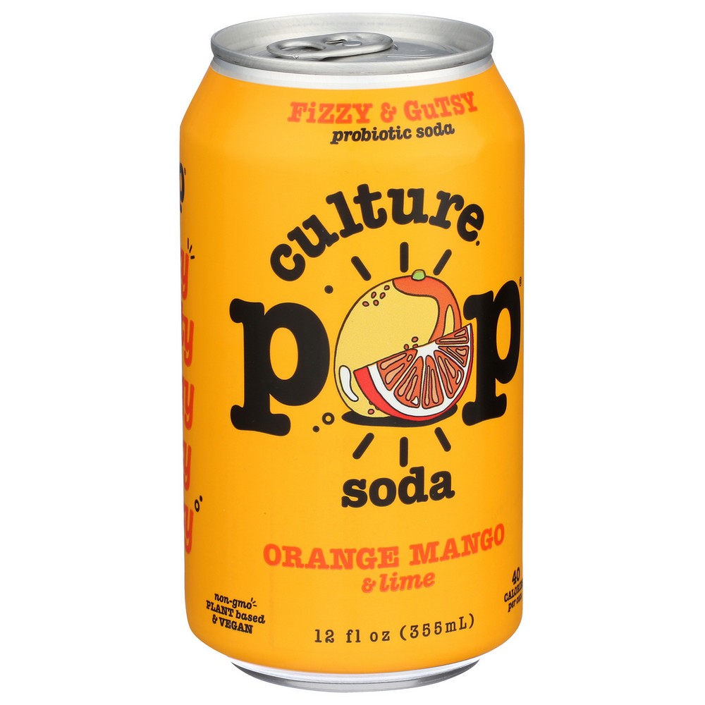 Culture Pop Soda ,  Soda Prbtc Orng Mango 12 Fluid Ounce,  Case of 12