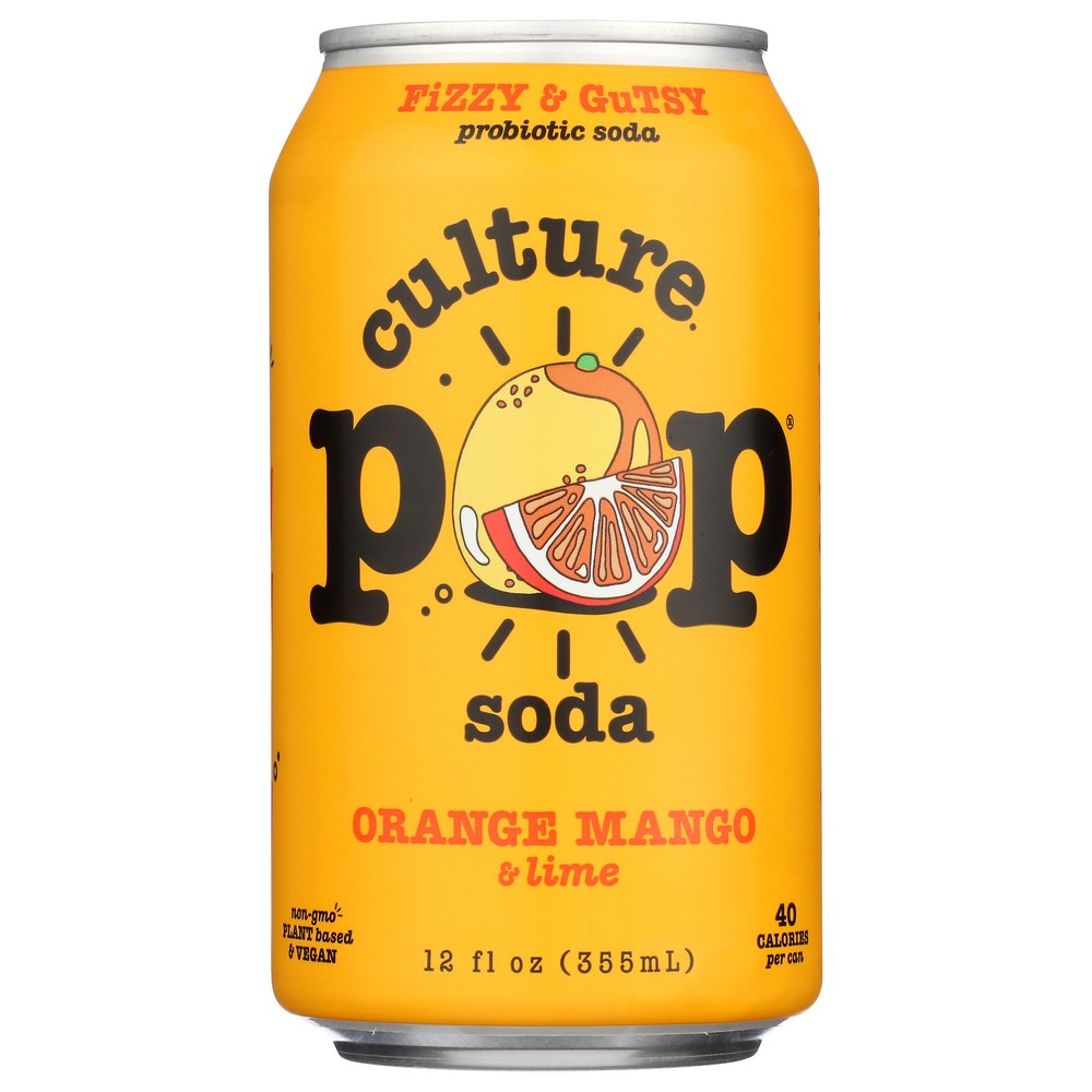 Culture Pop Soda ,  Soda Prbtc Orng Mango 12 Fluid Ounce,  Case of 12