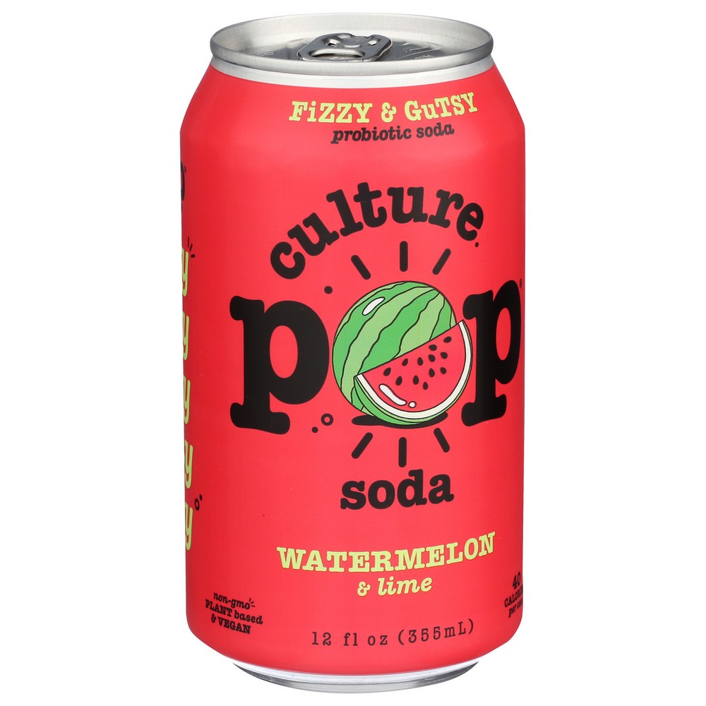 Culture Pop Soda ,  Culture Pop Probiotic Soda - Watermelon 12 Fluid Ounce,  Case of 12