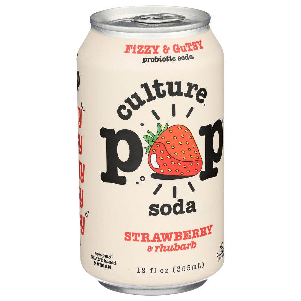 Culture Pop Soda Prob Strwbry Rhbrb - 12 Fluid Ounce,  Case of 12