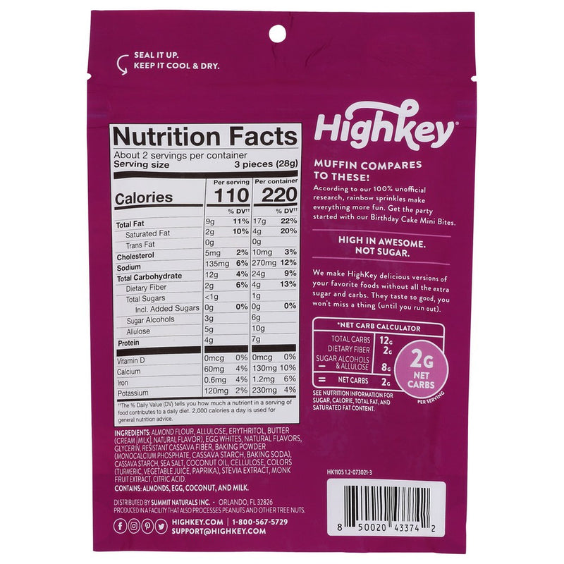 High Key Snacks Treats Bday Cake Keto - 2 Ounce, Case of 6