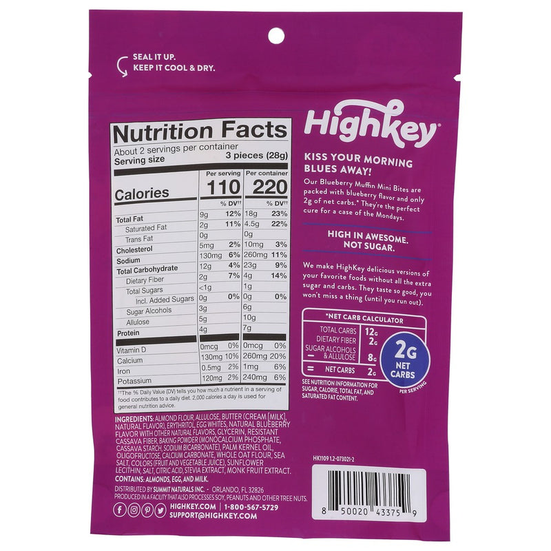 High Key Snacks Treats Blueberry Keto - 2 Ounce, Case of 6