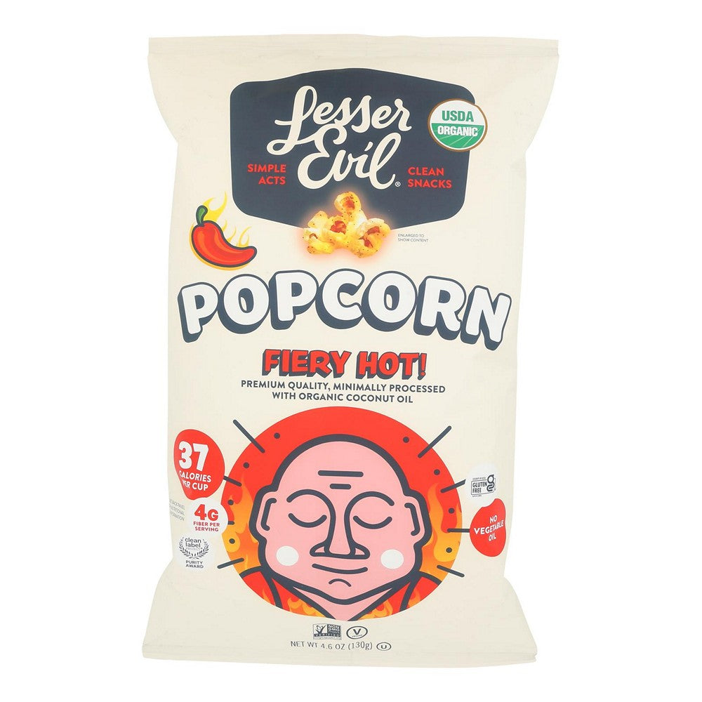 Lesser Evil - Popcorn Fiery Hot - Case of 12-4.6 OZ